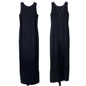 Vtg Jessica McClintock Bridal Low Back Long Cocktail Dress Black Size 10